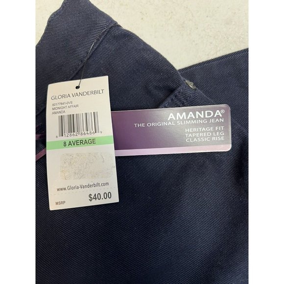 Gloria Vanderbilt Women's Amanda Heritage Fit Tapered Leg Jeans Size 8 Navy - Picture 4 of 5